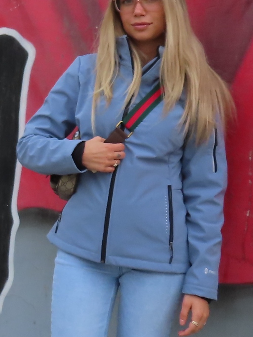 Light Blue Women's Softshell Jacket - Casual Outdoor Coat